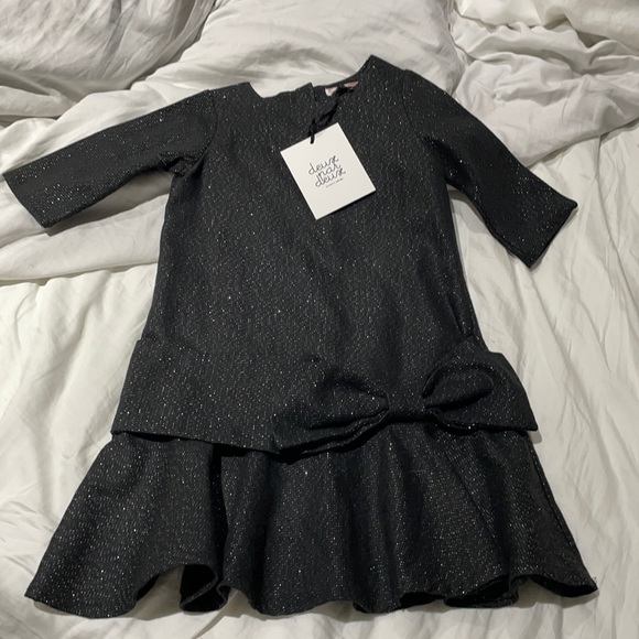 Deux par Deux 5 black shimmer drop waist dress NWT - Picture 1 of 9